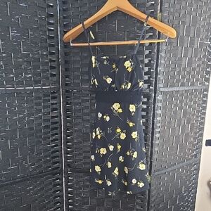 Derek Heart Black and Yellow Floral Sun Mini Dress Size Small